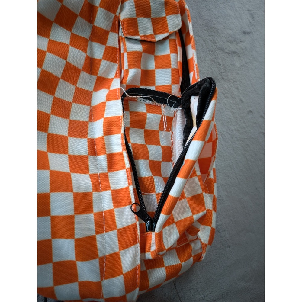 Kavu Rope Bag Orange White Checkered Canvas Sling Crossbody Backpack - Picture 5 of 6